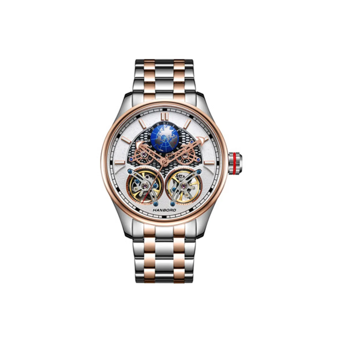 HANBORO STAR COLLECTION Автоматический Механический Механизм Часы Мужские Черепный Циферблат HBR88821G MBM