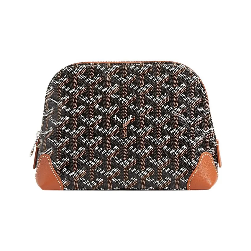GOYARD Vendôme Canvas With Leather Toiletry Bags Storage Bags Makeup Bag Small Size Women's Brown