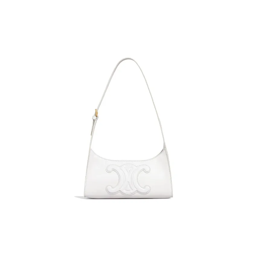 CELINE Cuir Triomphe Smooth Cow Leather Shoulder Bag, Handbag, Shoulder Bag Women's White