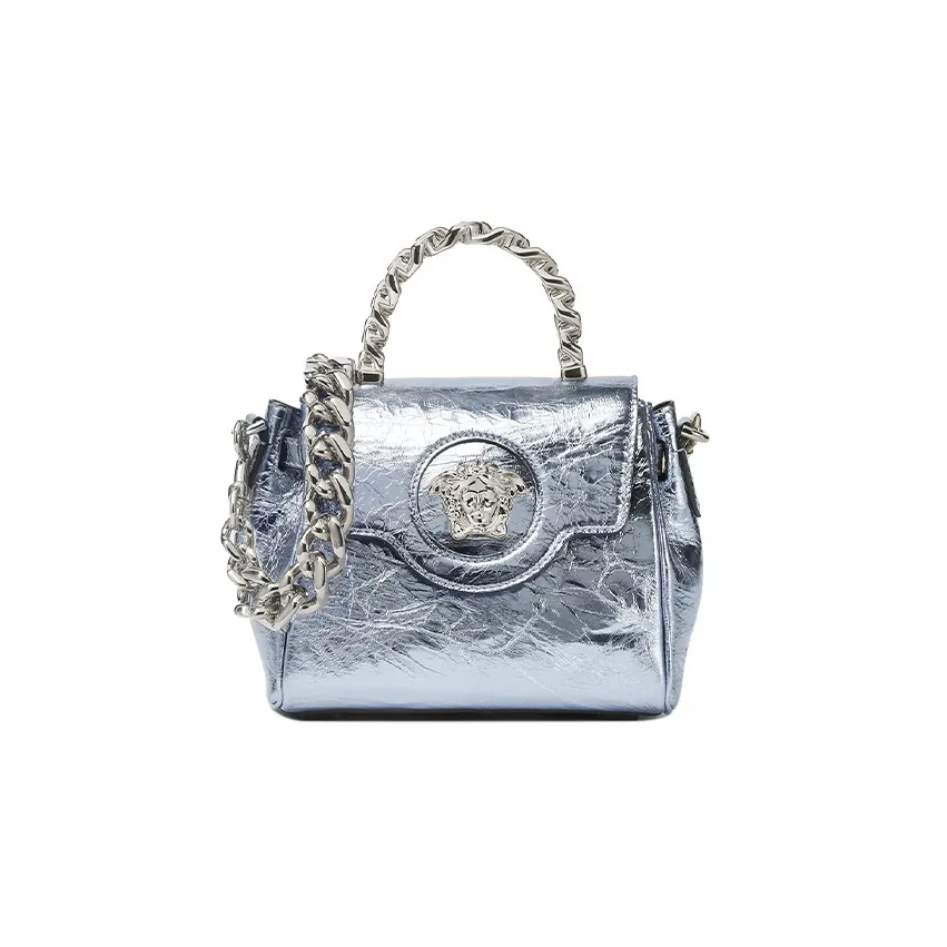 VERSACE La Medusa Lambskin Shoulder Bag Crossbody Bag Handbag Small Size Women's Light Blue