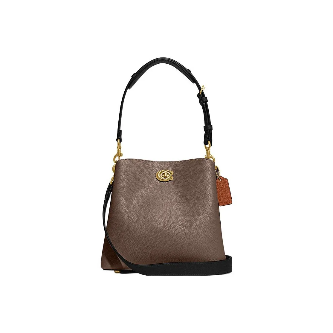 COACH Willow Pebble GRAIN LEATHER Сумка-ведро Сумка Сумка через плечо Сумка через плечо Средний Женская Темный Лаймово-серый