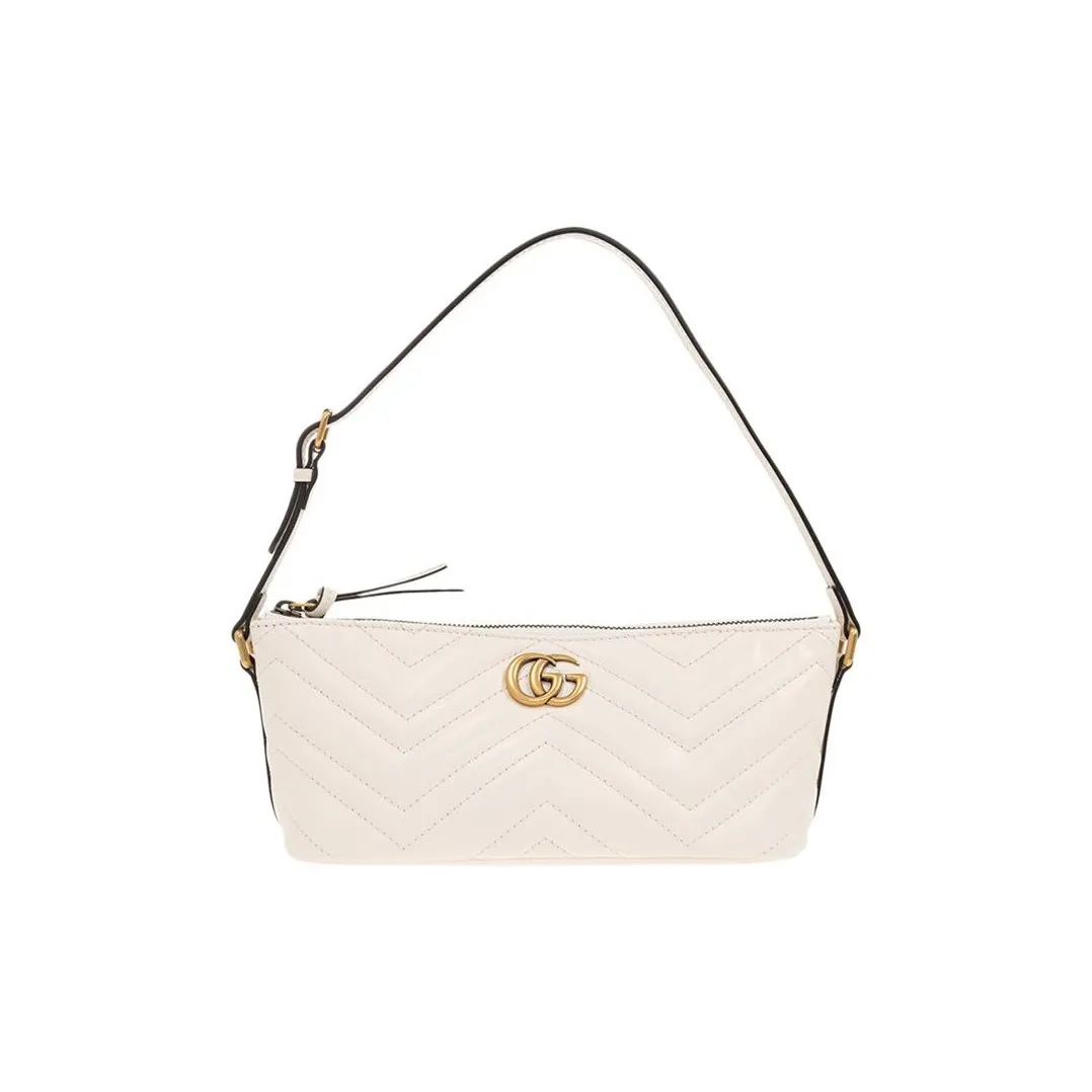 GUCCI GG Marmont Leather Handbag, Shoulder Bag Women's White