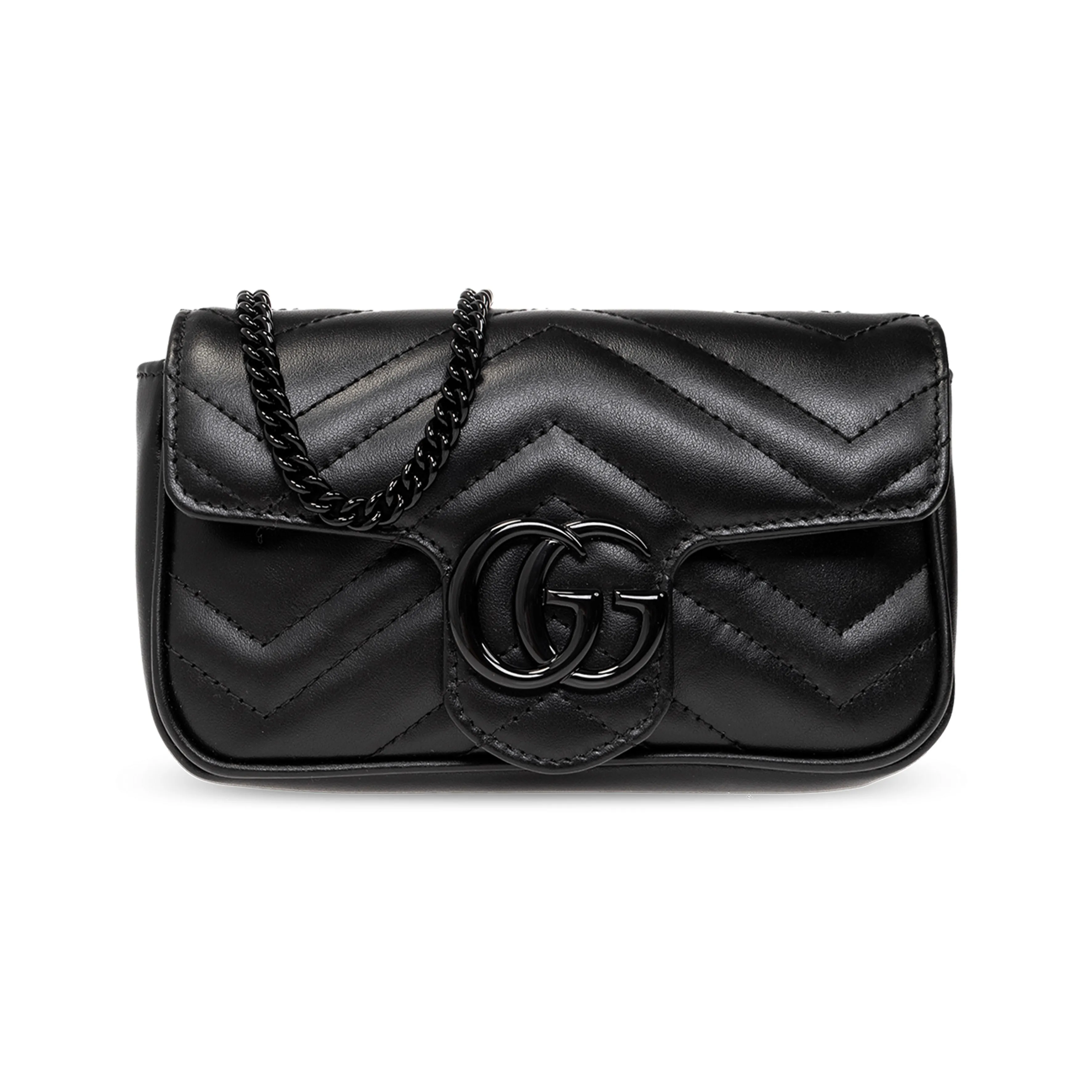 GUCCI GG Marmont Leather Shoulder Bag Crossbody Bag Extra Mini Women's Black