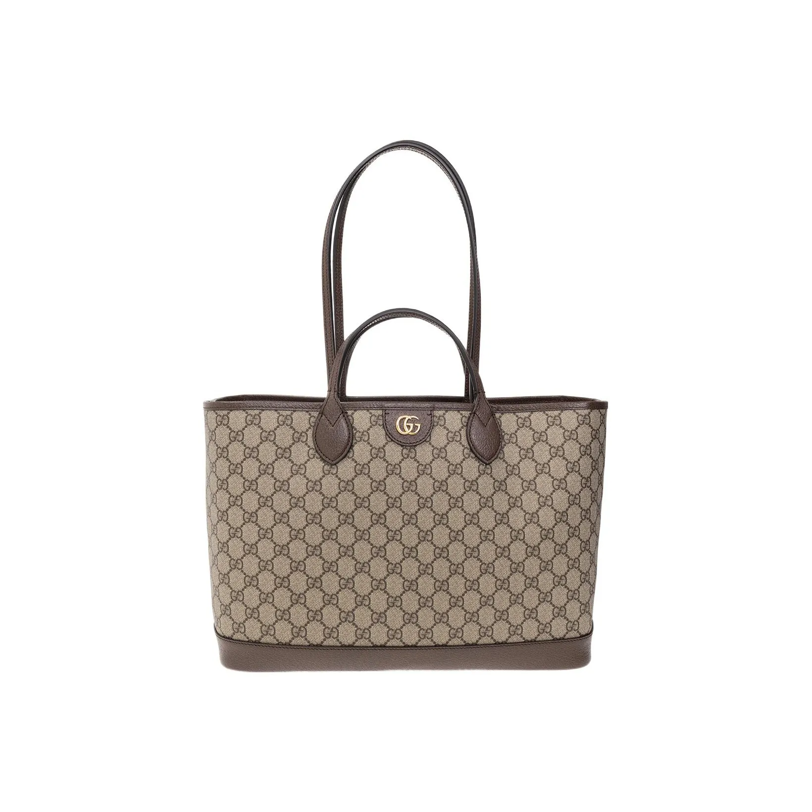 GUCCI Ophidia Leather Paneled Canvas Tote Bag, Shopping Bag, Handbag Medium Size Women's