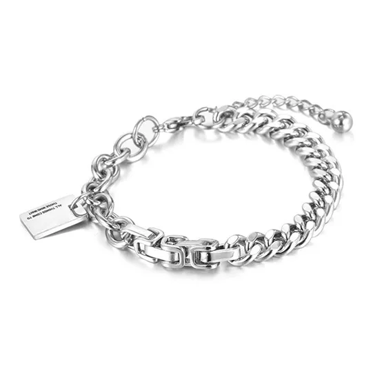 Inkopper Титановый Стальной Браслеты Унисекс Серебряный