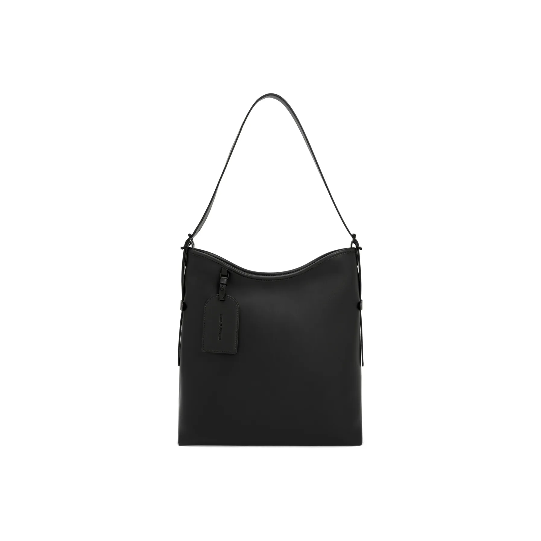 CHARLES&KEITH PU, Textile Tote Bag, Shopping Bag, Shoulder Bag Women's Black/Grey Gray/Olive Green