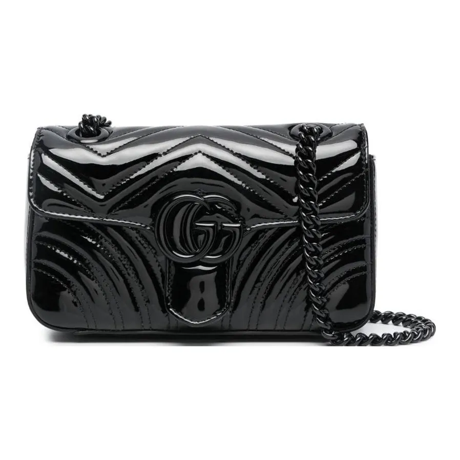 GUCCI GG Marmont Quilting Leather Shoulder Bag Crossbody Bag Mini Women's Black