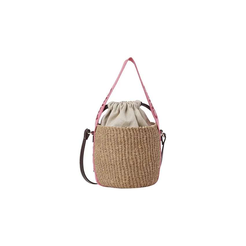 Chloe Woody Calfskin Shoulder Bag, Crossbody Bag, Handbag Trumpets Women's Pink/Natural