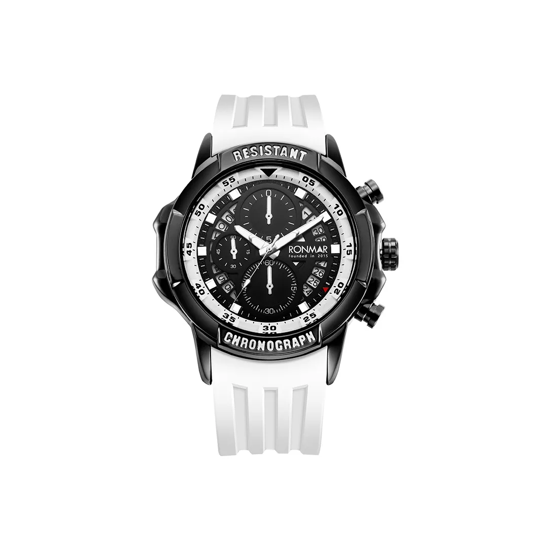 RONMAR Panda Collection Кварцевый механизм Силиконовый ремешок Часы Мужские Черный циферблат