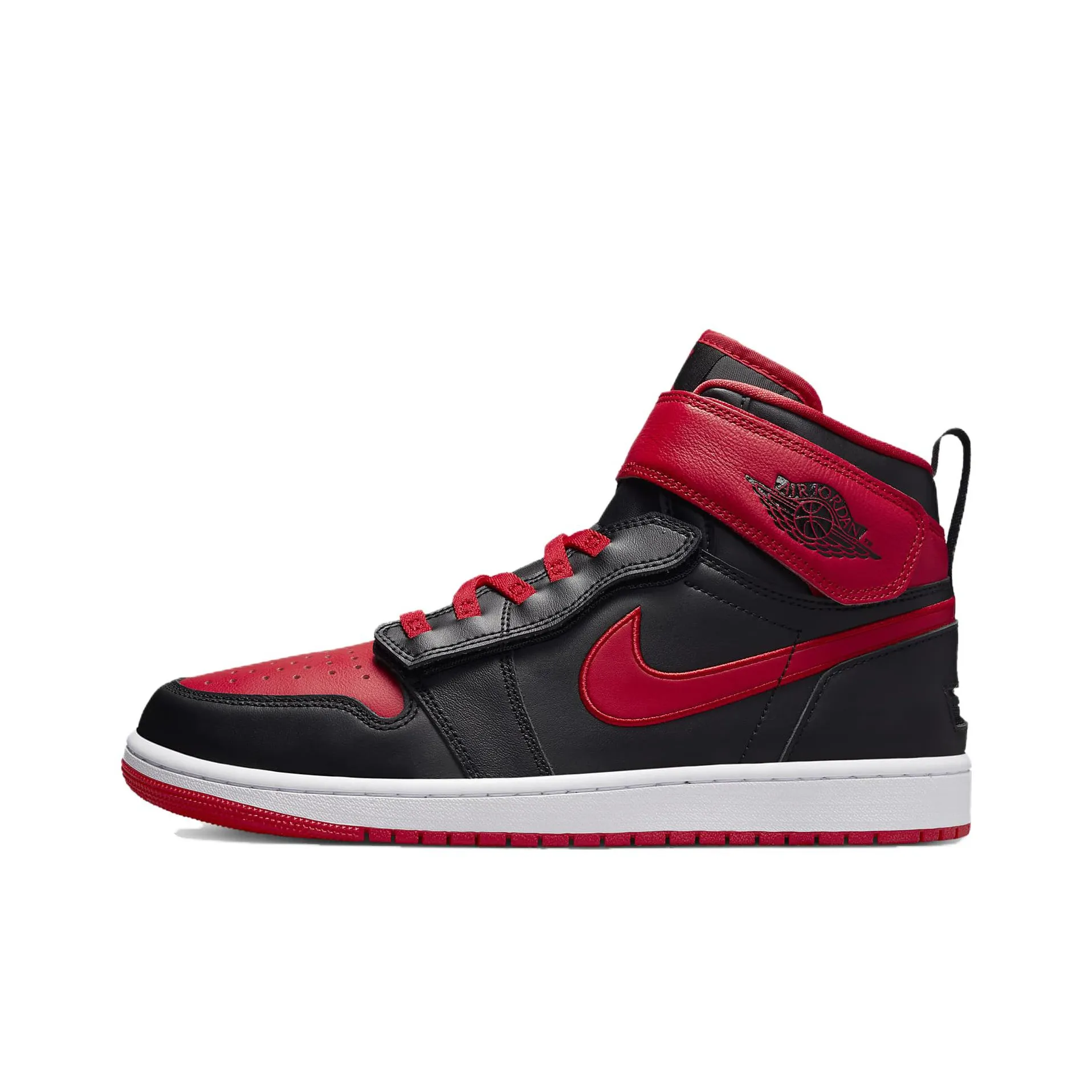 Jordan Air Jordan 1 Hi FlyEase Устойчивые к истиранию Высокие Баскетбольные кроссовки Мужские Черные Красные