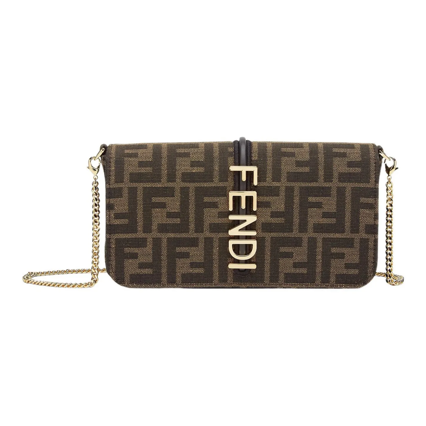 FENDI Fendigraphy Leather Wallet Women's Brown