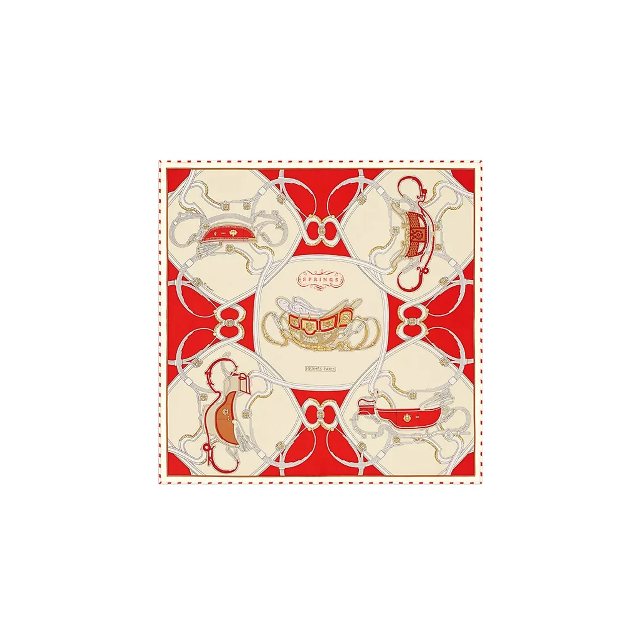 HERMES Шелковые шарфы Красный Унисекс