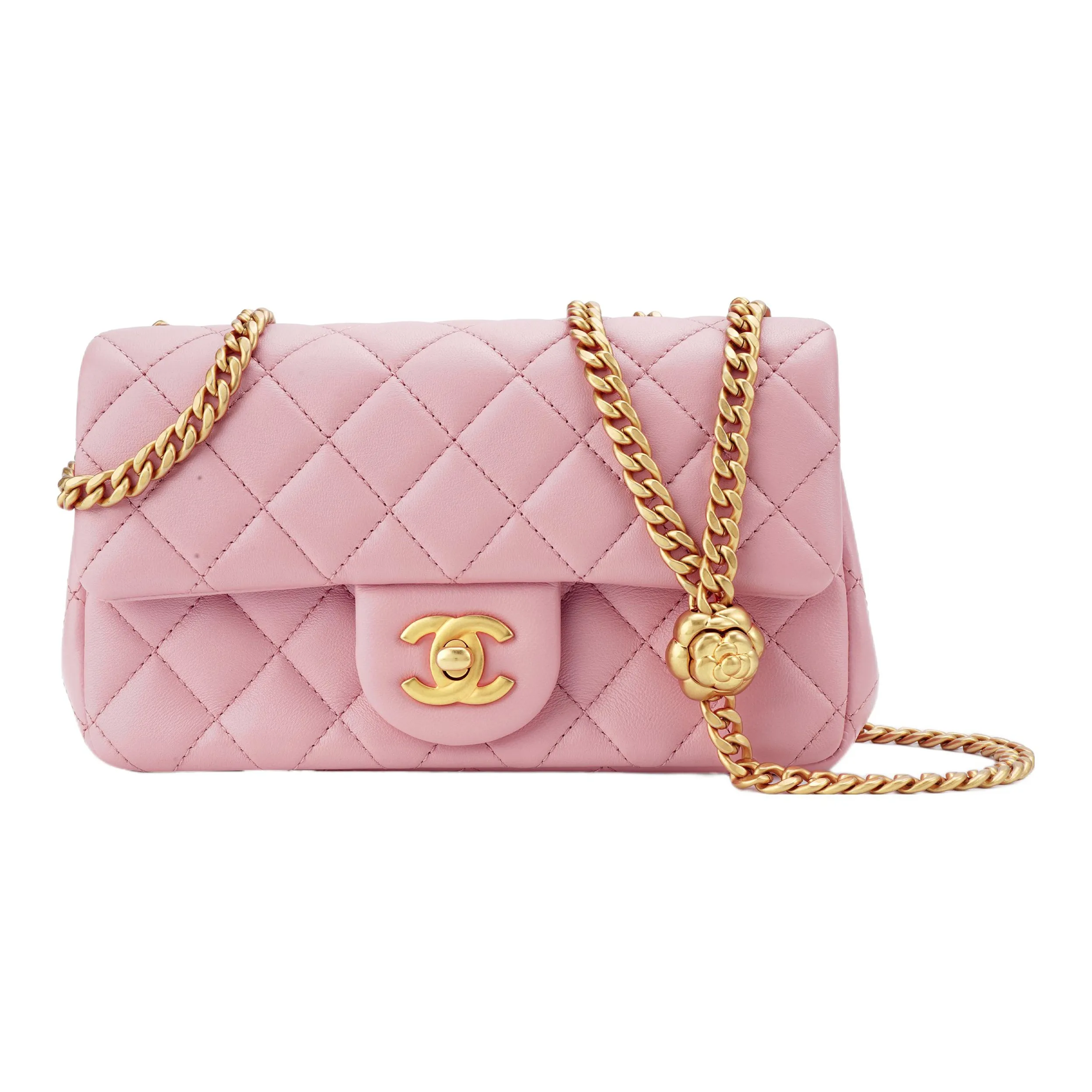 CHANEL Sheepskin Chain Bag, Shoulder Bag, Crossbody Bag Mini Women's Pink