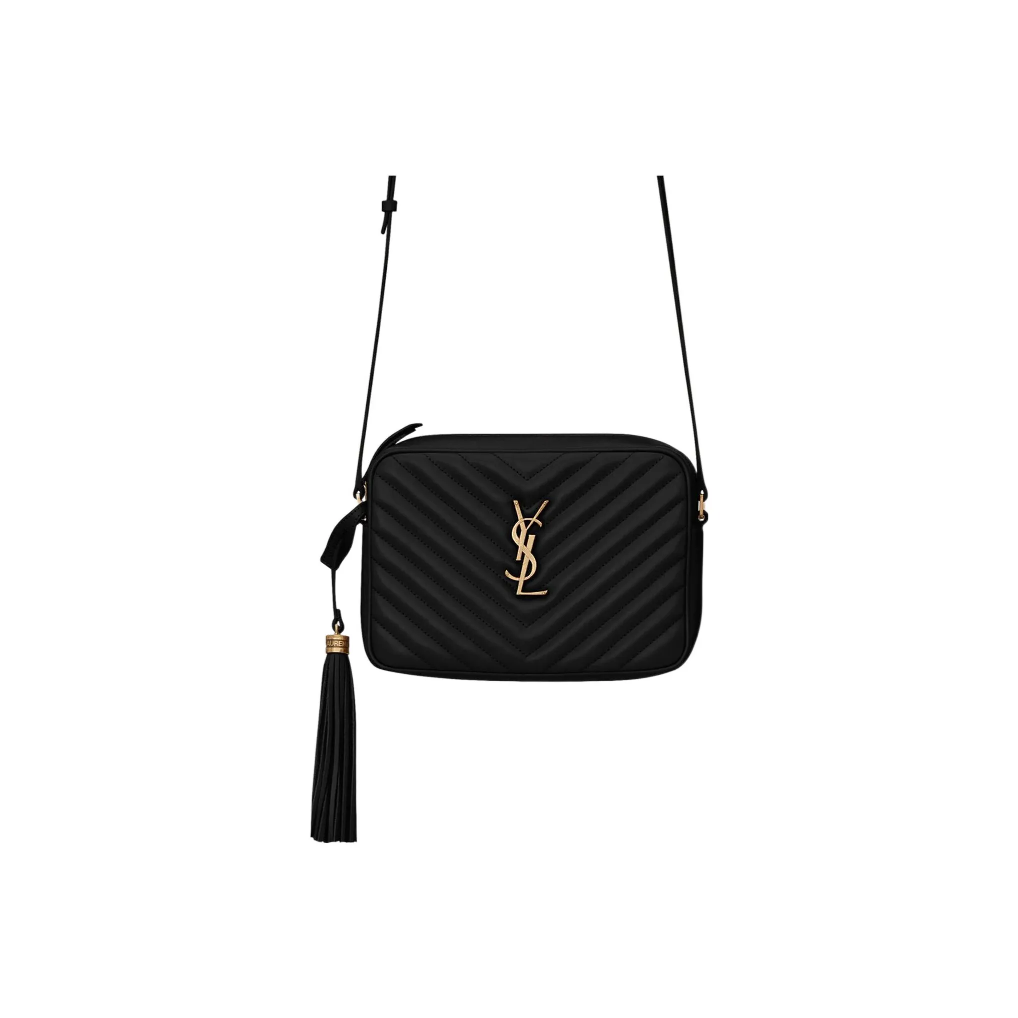 SAINT LAURENT LOU Calfskin Camera Bag, Shoulder Bag, Crossbody Bag Women's Black