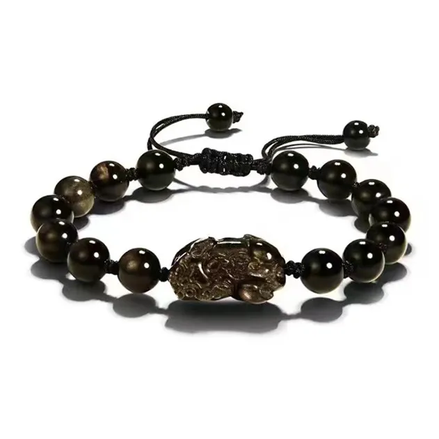 BYTHERE Браслеты из клубничного кварца обсидиан унисекс