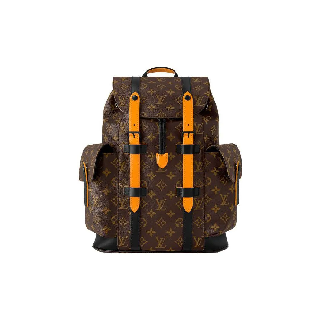 LOUIS VUITTON CHRISTOPHER Coated Canvas With Leather Backpack Trumpets Women's Brown
