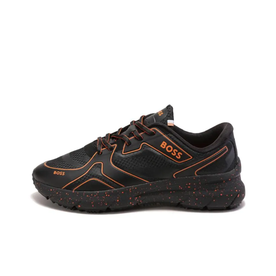HUGO BOSS Abrasion-Resistant Low-Top Casual Shoes Men's Black Orange
