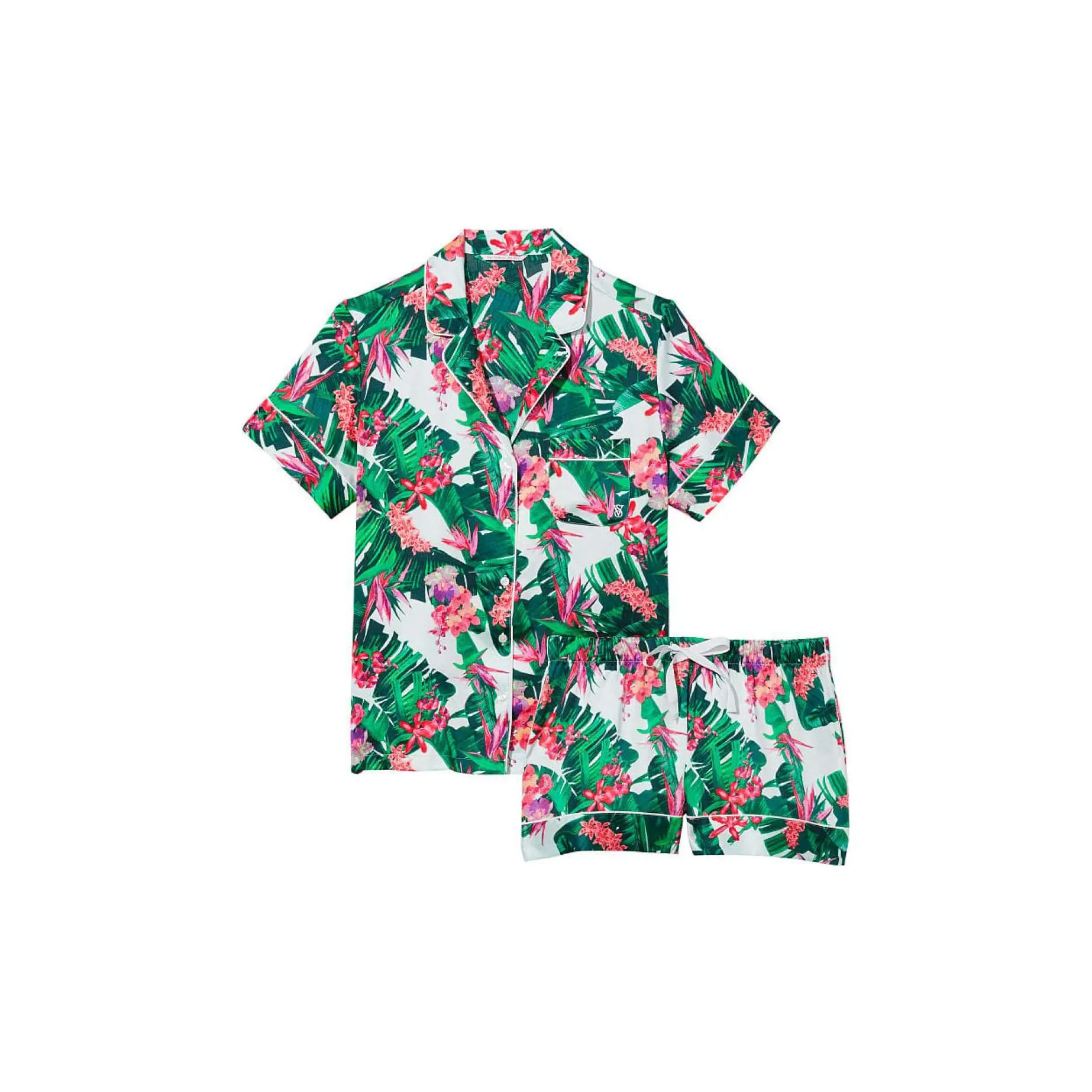 Victoria's Secret Сатин Короткий Комплект Пижам Женские Зеленые