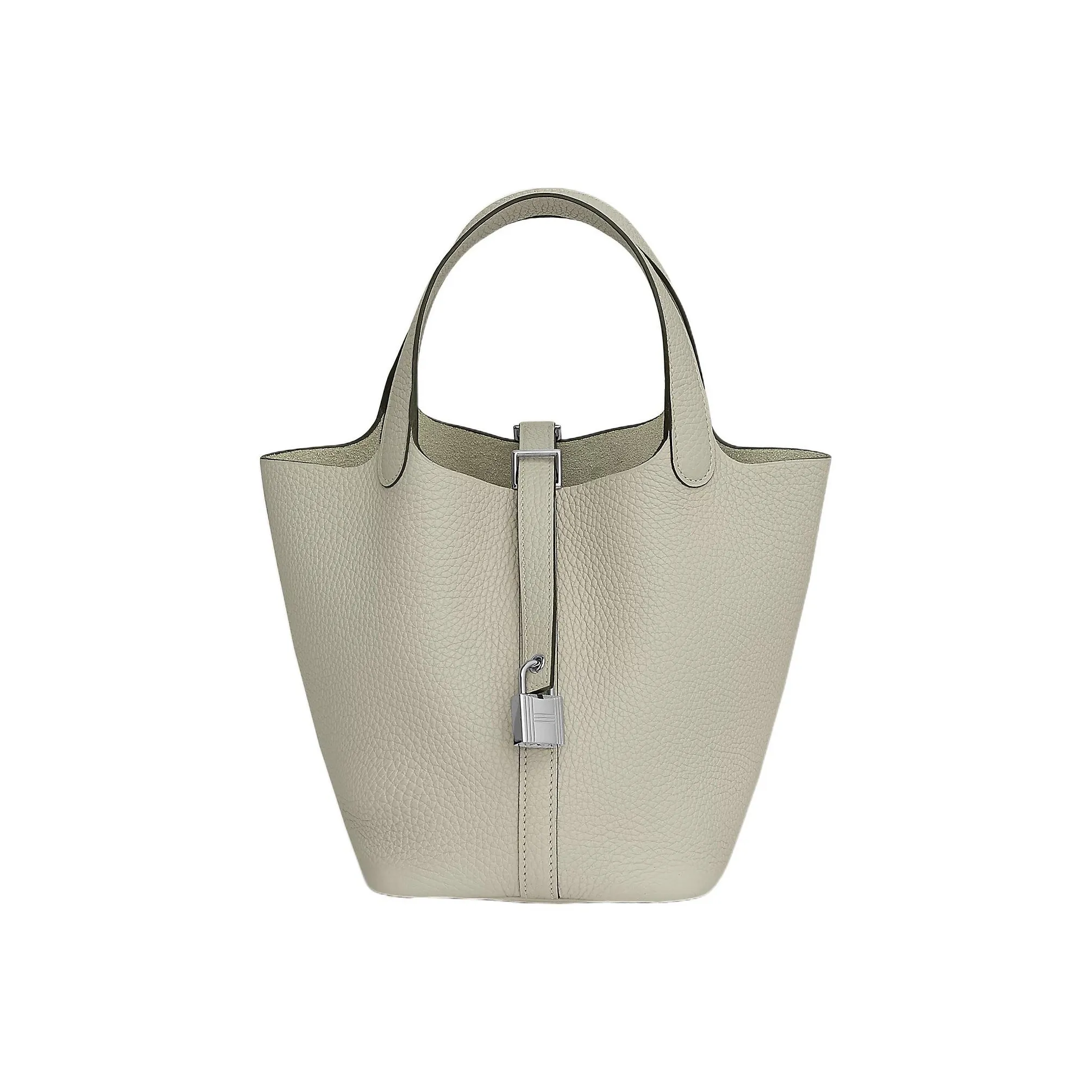 HERMES Picotin Clemence Bullock Leather Basket Bag Handbag Bucket Bag 18 Women's Q1 Sauge Sage Green