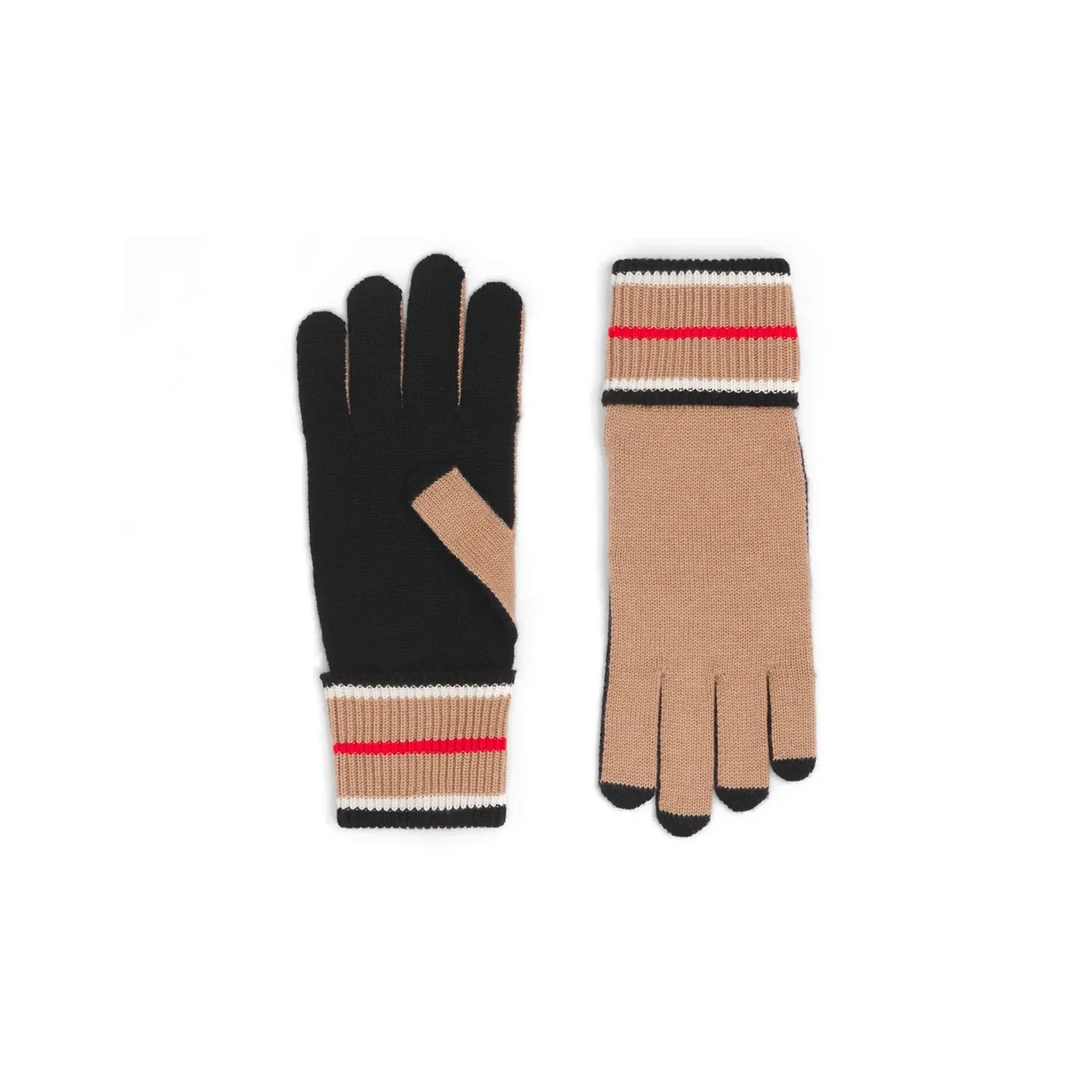Burberry Cashmere Cotton Polyamide Elastane Knit Gloves Women's Multicolor