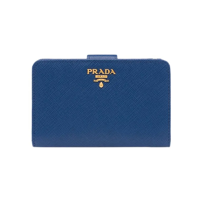 PRADA Leather Wallet Small Size Women's Blue