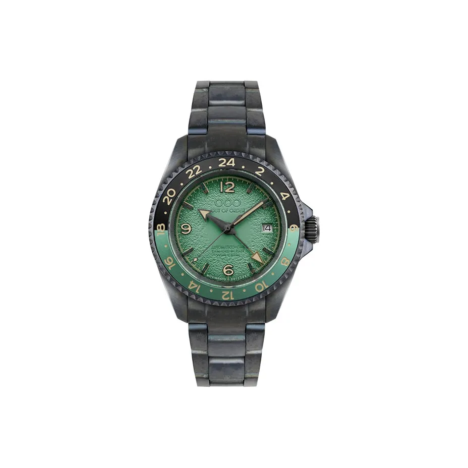 OUT OF ORDER Wrist Watch Automatic Mechanical Movement Stainless Steel Strap 40 Green Dial Unisex 24.VE