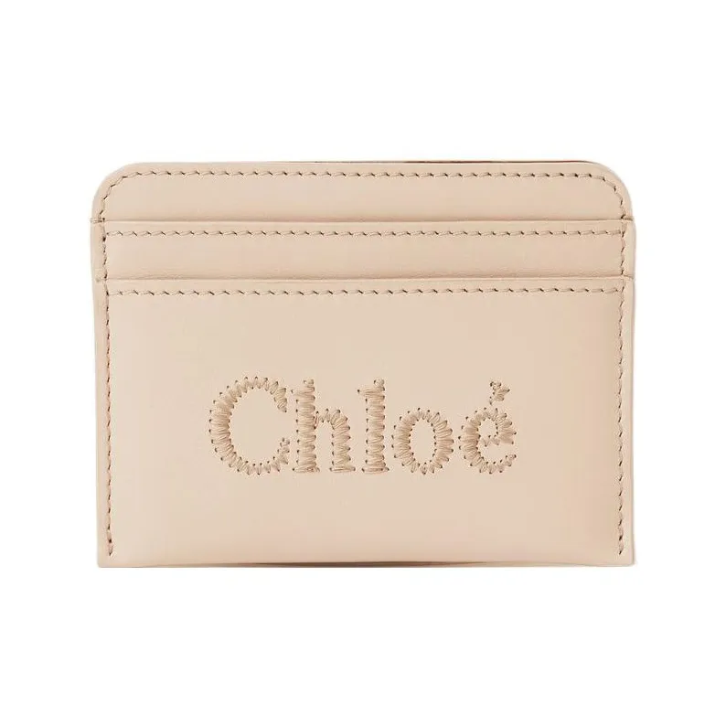 Chloe Shiny Calfskin Card Holder Women's Cement Pink