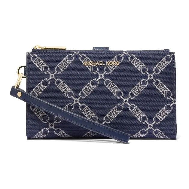 MICHAEL KORS Jet Set Ткань Клатч Кошелек Средний Женский Морской Синий