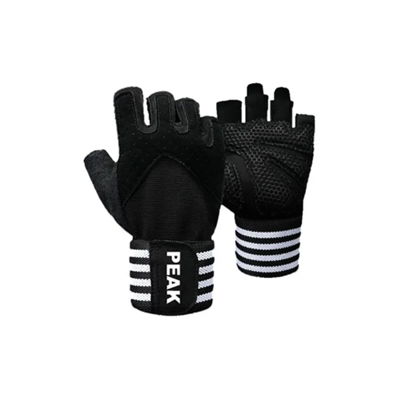 PEAK Fitness Gloves Unisex Black 1 Pair Includes Sports Hair Band