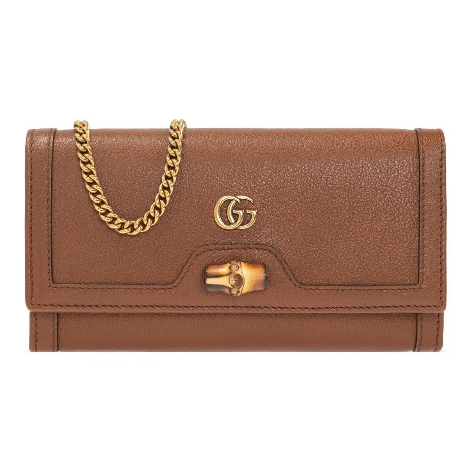 GUCCI Diana Leather Shoulder Bag, Crossbody Bag, Wallet Regular Women's Brown