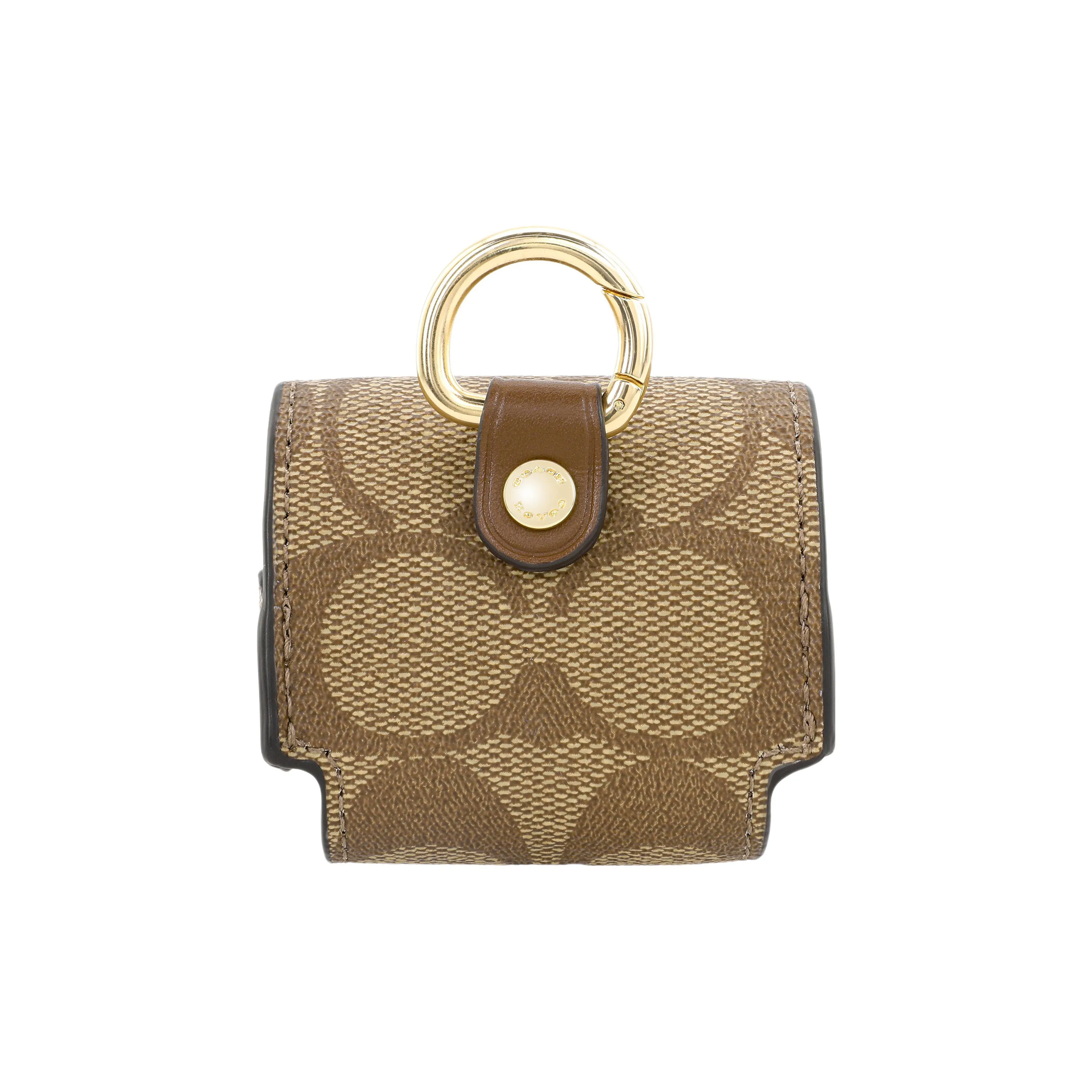 COACH Coated Canvas With Refined Calfskin Wireless Earphone Case Women's Brown