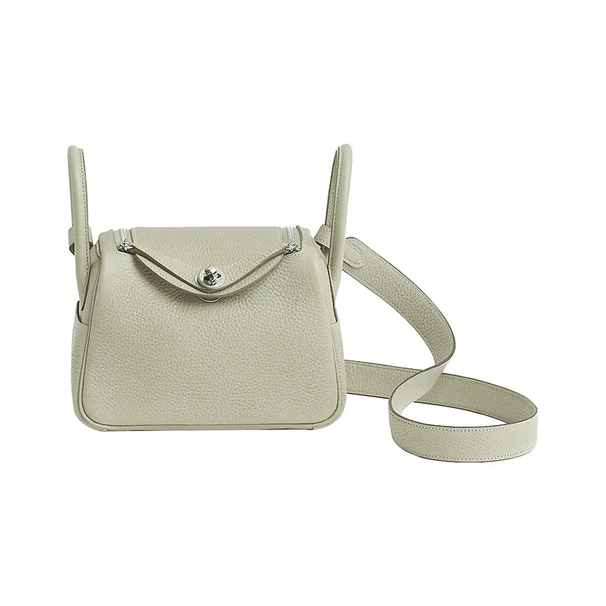 HERMES Lindy Taurillon Clemence Leather Handbag Shoulder Bag Crossbody Bag Mini Women's Ice Crystal Gray