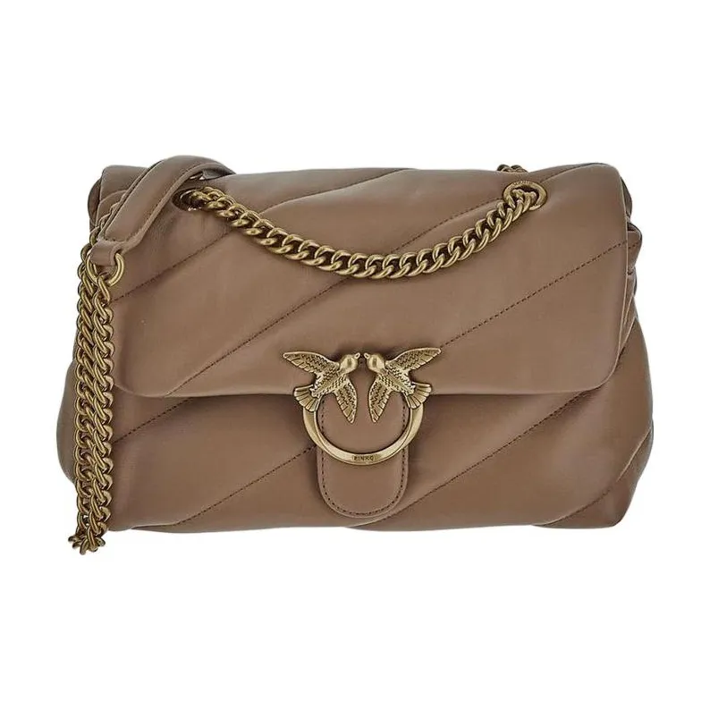 PINKO Leather Crossbody Bag Shoulder Bag Women's Beige