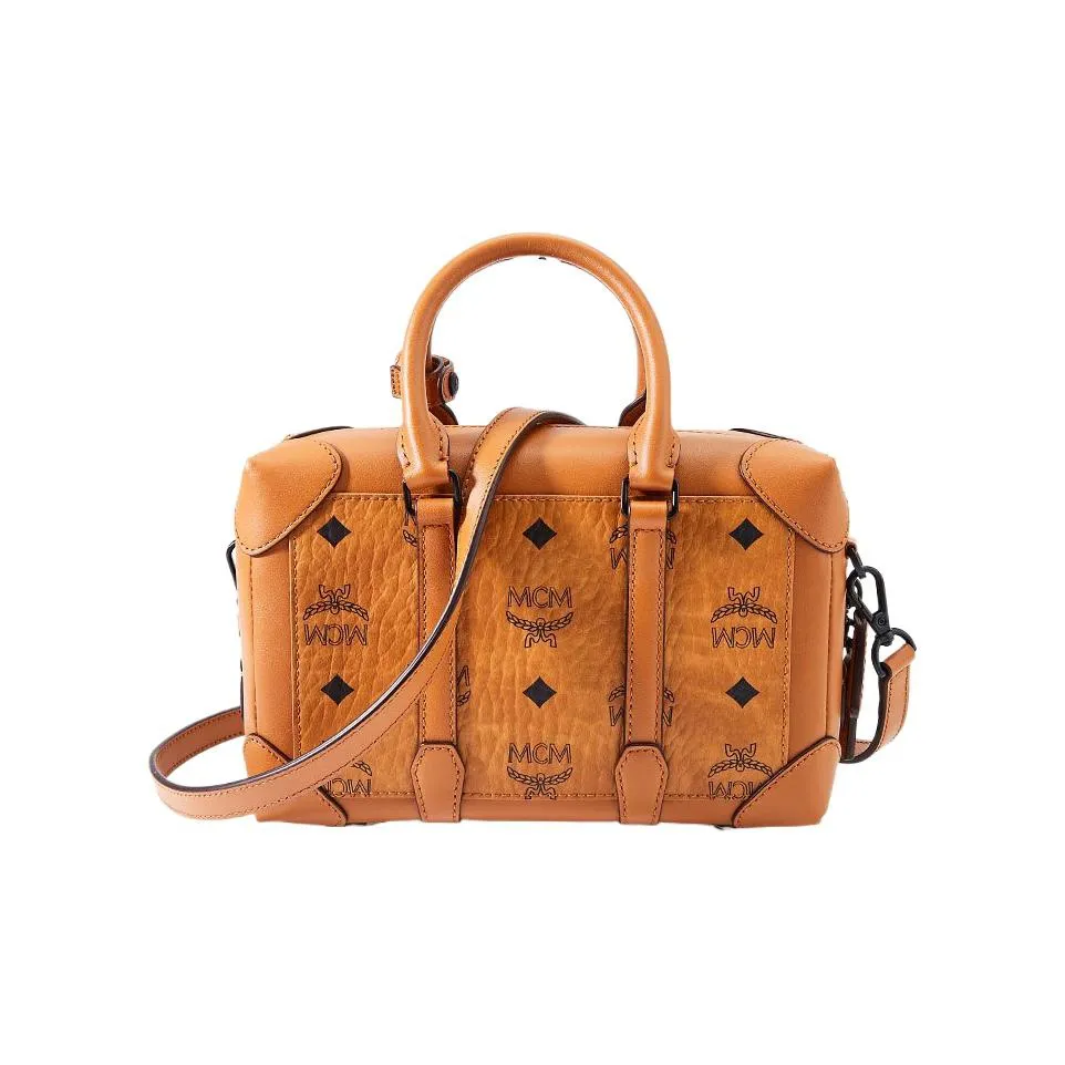 MCM Artificial Leather Boston Bag, Box Bag, Shoulder Bag, Crossbody Bag, Handbag Trumpets Women's