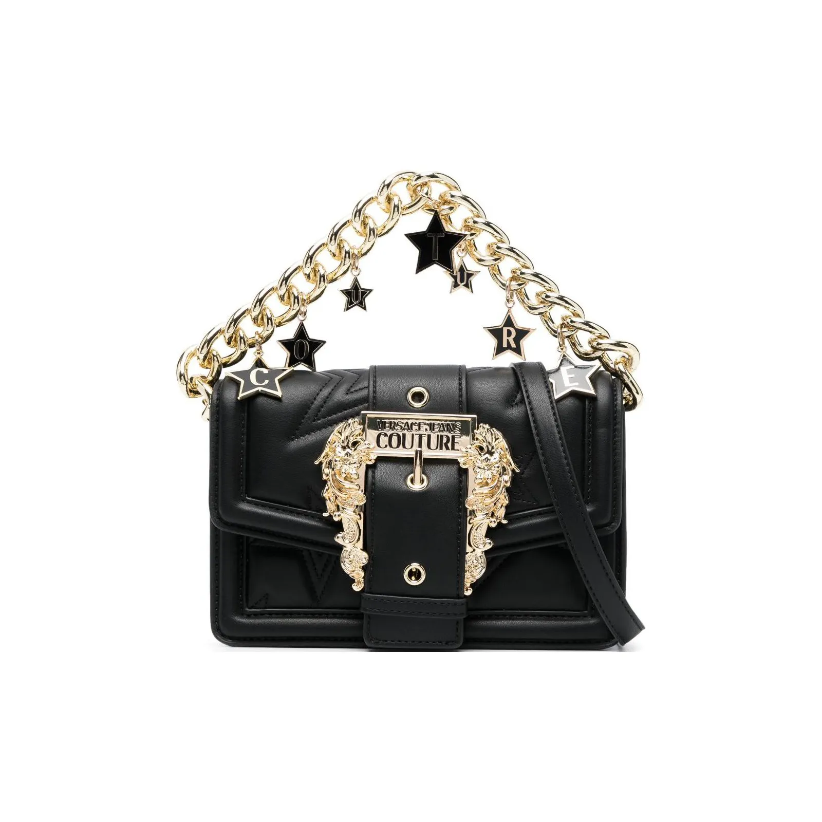 VERSACE JEANS COUTURE Polyurethane Portable Crossbody Bag, Shoulder Bag Women's Black