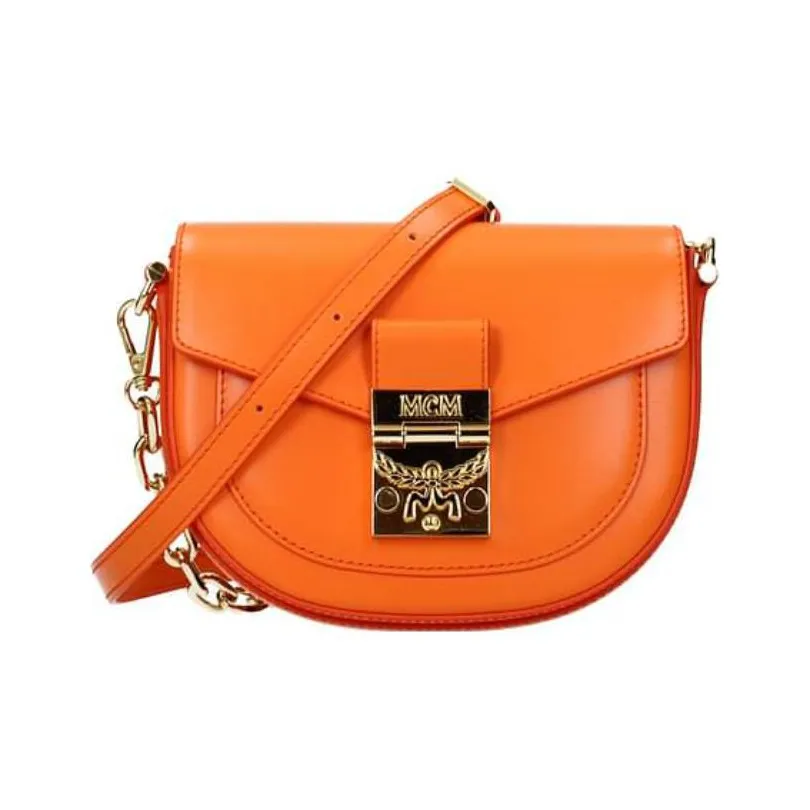 MCM Patricia Visetos Leather Crossbody Bags Mini Women's Bright Orange