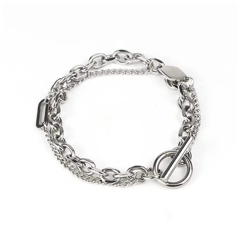 SHAN YE WANG Титановый стальной браслет унисекс серебряный