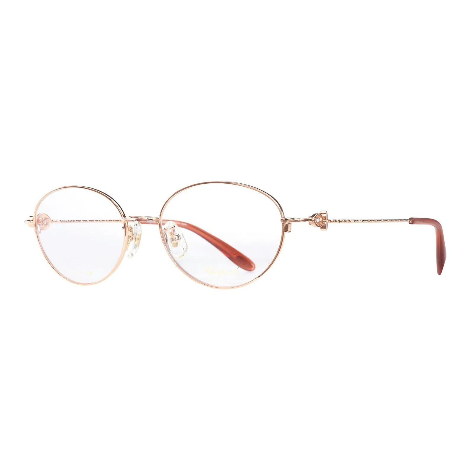 CHOPARD Pure Titanium Oval Eyeglass Frames Women's Rose Gold