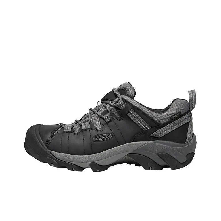 KEEN Targhee II WP Slip Resistant Low Top Hiking Shoes, Outdoor Shoes Men's Black, Gray
