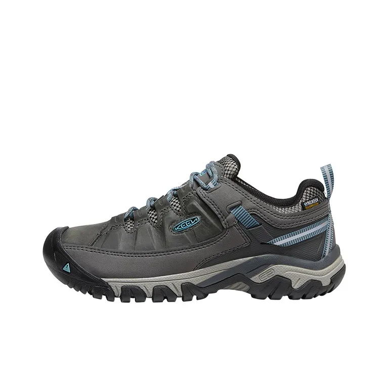 KEEN Targhee 3 WP Cushioning, Slip Resistant, Abrasion Resistant, Waterproof Low Top Outdoor Shoes Unisex Gray Blue