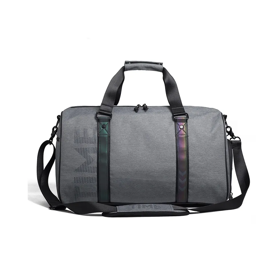 LOVERPUSS Polyester One Shoulder Gym Bag Large Size Unisex Gray Cool Black