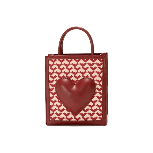 GXFMOD Cow Leather Bride Wedding Set Handbag Shoulder Bag Crossbody Bag Medium Size Women's Red