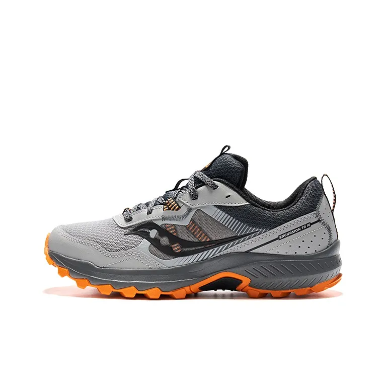 Saucony Excursion Slip Resistant Abrasion Resistant Low top Trail Running Shoes Men's Gray Orange