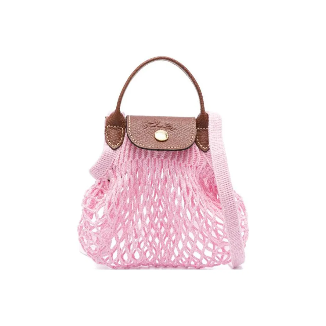 LONGCHAMP Le Pliage Filet Хлопок с коровьей кожей цветовая комбинация сумка через плечо сумка через плечо мини женская розовый