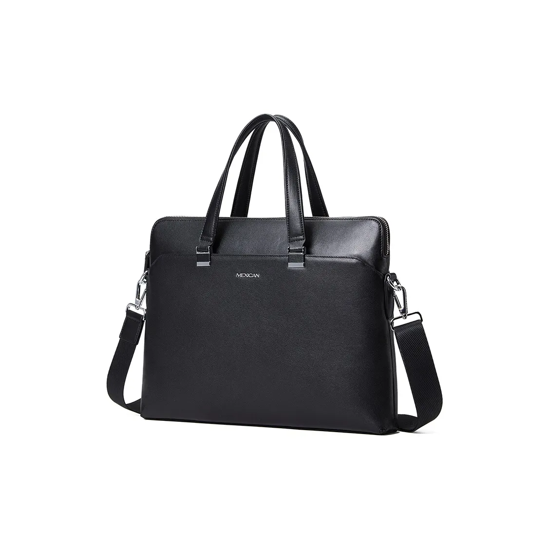 MEXICAN Cow Leather Briefcase, Business Bag, Document Bag, Handbag, Shoulder Bag, Crossbody Bag Regular Men's Black