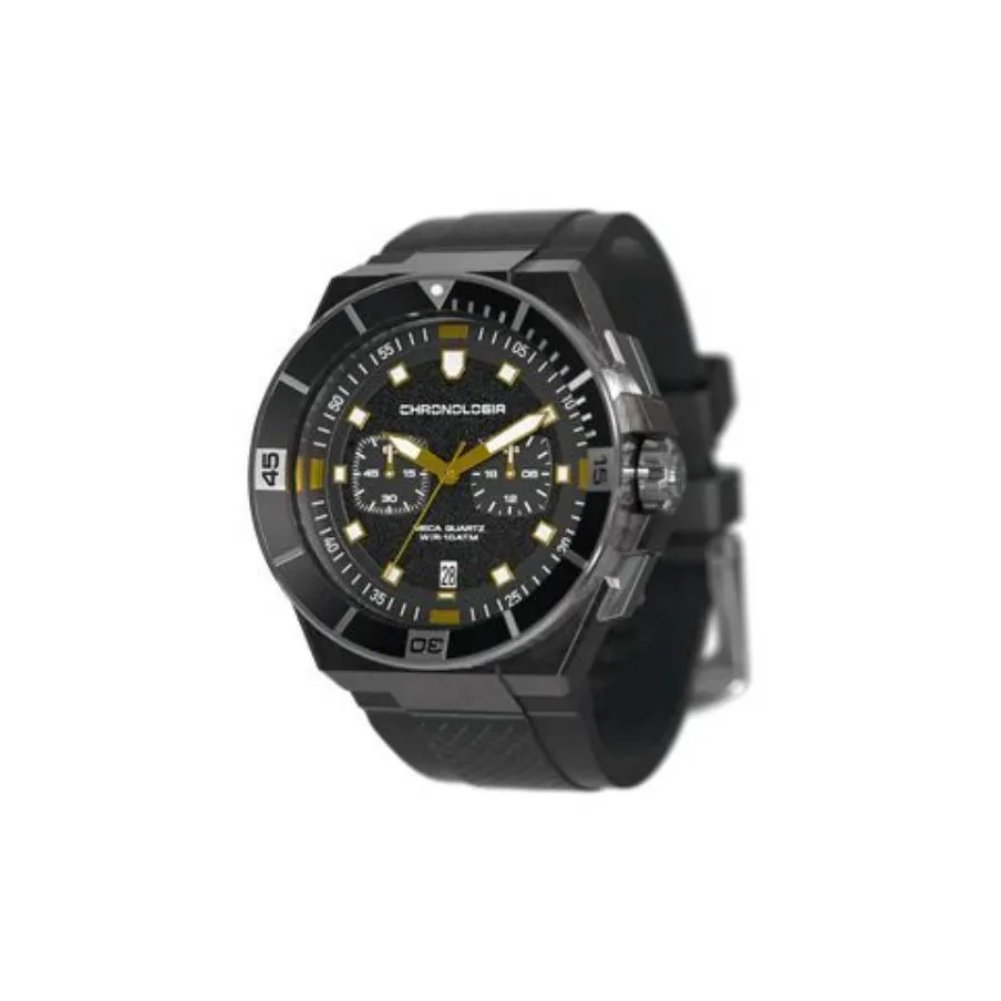 CHRONOLOGIA Tracker Collection Мужские часы Кварцевый механизм Силиконовый ремешок Черный циферблат