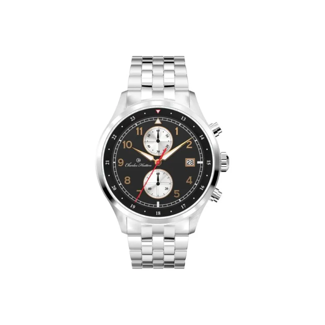 CHARLES HUTTON Cavalier Collection Мужские часы Кварцевый механизм Ремешок из нержавеющей стали 44 мм Белый циферблат