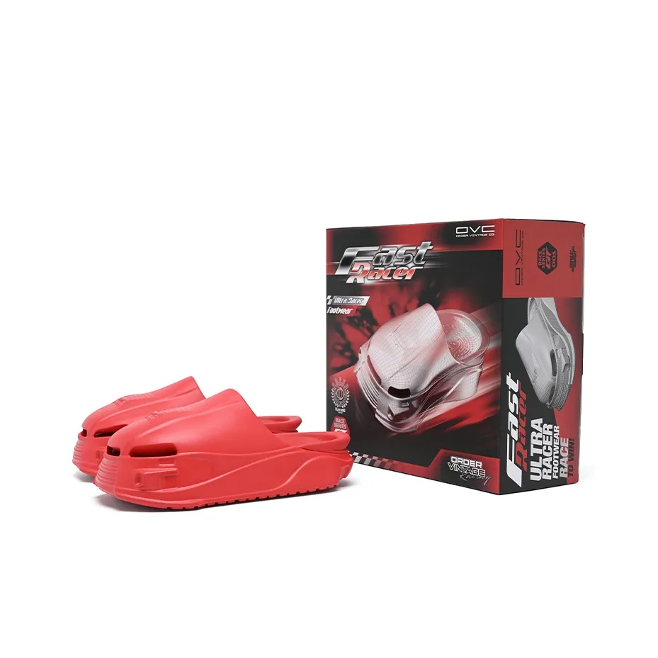 OLD ORDER Racing Slippers Closed Toe Slippers Unisex Race Red