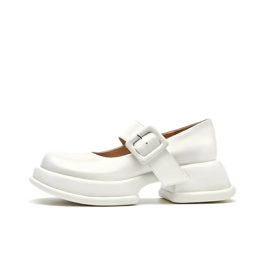 Beau Today Открыто Edge Pearl Коровья кожа Платформа Обувь Женская Кремовый Белый