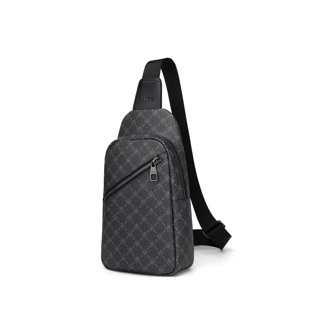 POLO Synthetic Leather Shoulder Bag, Crossbody Bag, Men's Sling Bag, Fanny Pack Tubas Men's Dark Gray